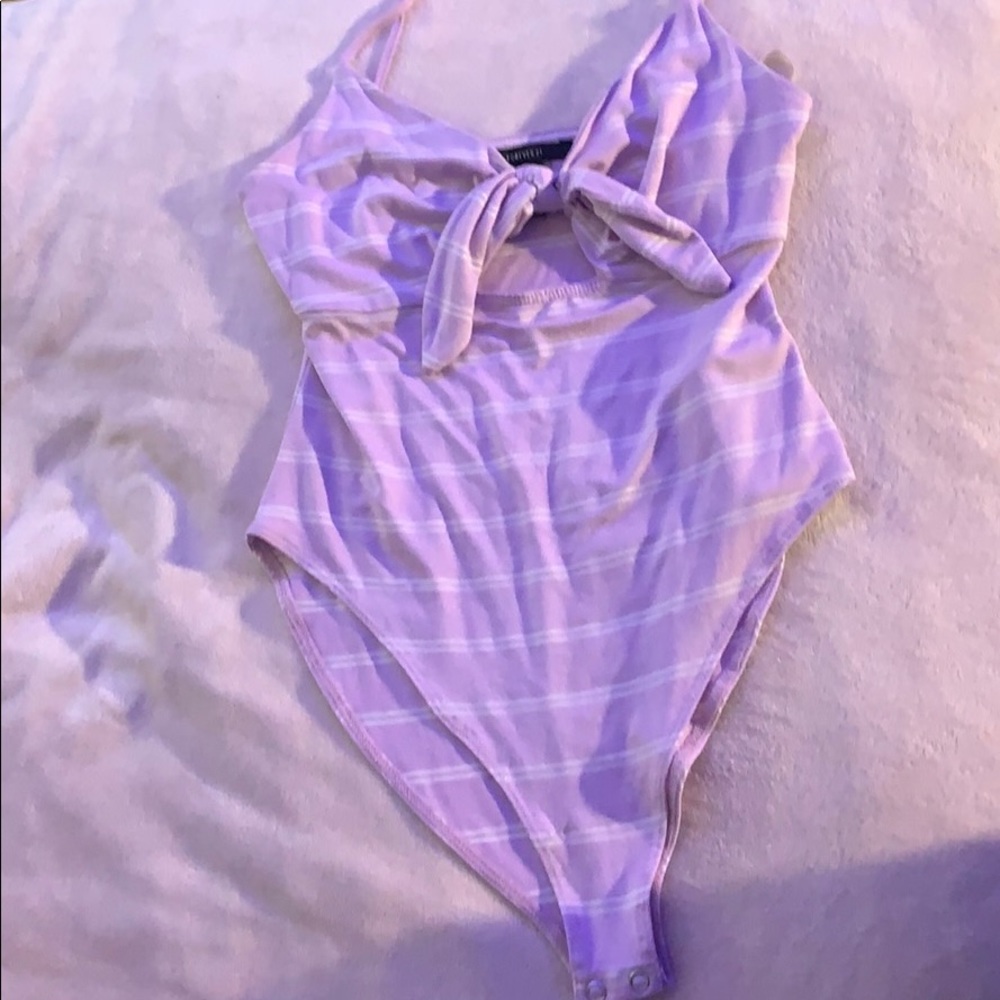 Light purple and white striped bodysuit